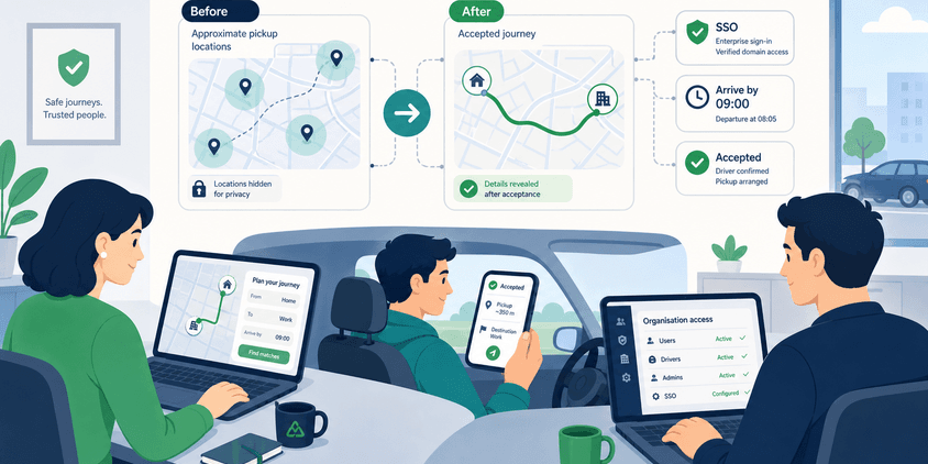 Building a Workplace Lift-Share Platform Around Trust, Maps, and SSO cover image